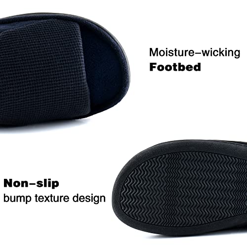 Honalika Cozy Men's Open Toe House Slippers Memory Foam,Comfy Slip On Indoor Slipper for Men Breathable, Non-Slip Soft Bedroom Home 7-8 - Image 4