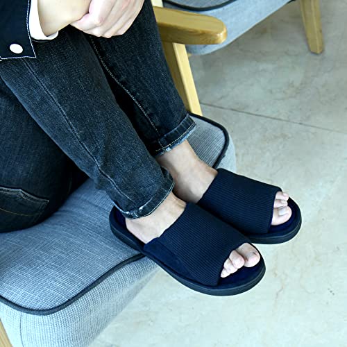 Honalika Cozy Men's Open Toe House Slippers Memory Foam,Comfy Slip On Indoor Slipper for Men Breathable, Non-Slip Soft Bedroom Home 7-8 - Image 3