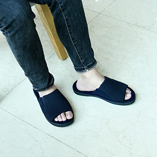 Honalika Cozy Men's Open Toe House Slippers Memory Foam,Comfy Slip On Indoor Slipper for Men Breathable, Non-Slip Soft Bedroom Home 7-8 - Image 2