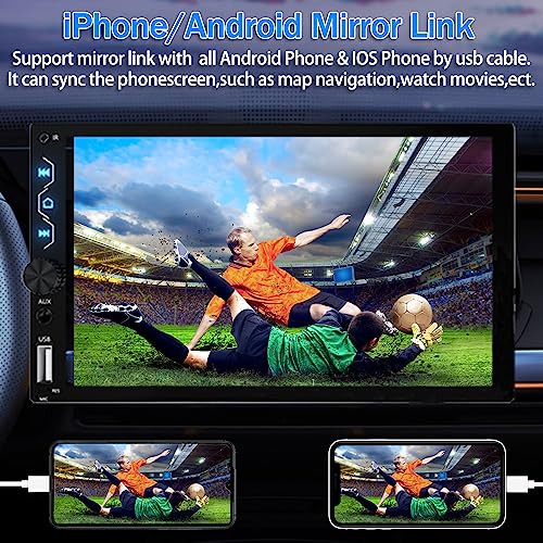 Leadfan Double Din Car Stereo with Apple Carplay and Android Auto,7 Inch Full HD Touchscreen Car Radio Bluetooth, Car Stereo with Backup Camera,Support Mirror Link,Steering Wheel，USB/AUX/Subwoofer - Image 4