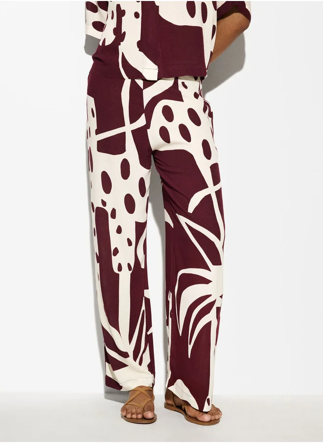 PARFOIS Printed Pants With Elastic Waistband