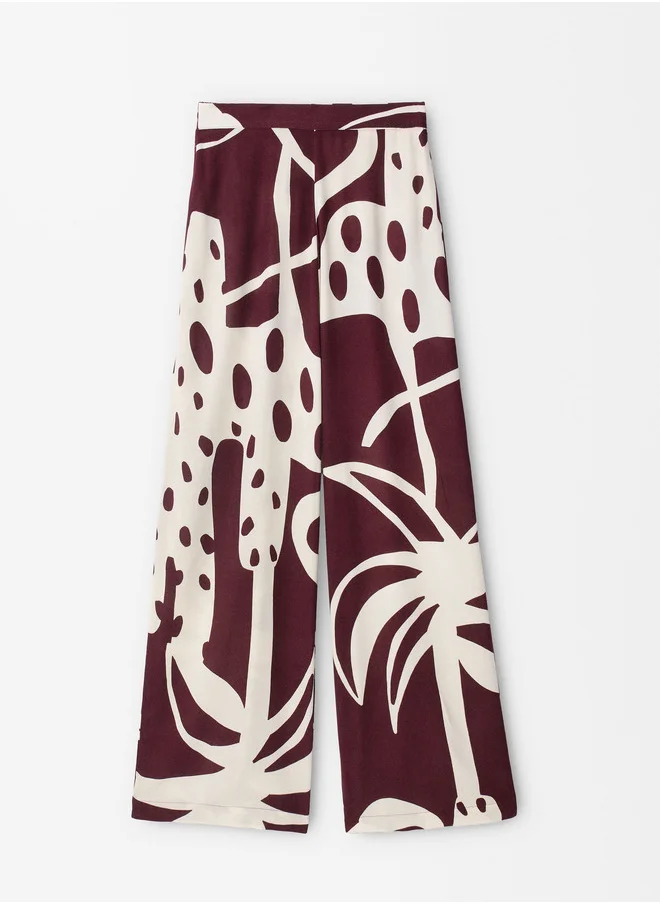 PARFOIS Printed Pants With Elastic Waistband