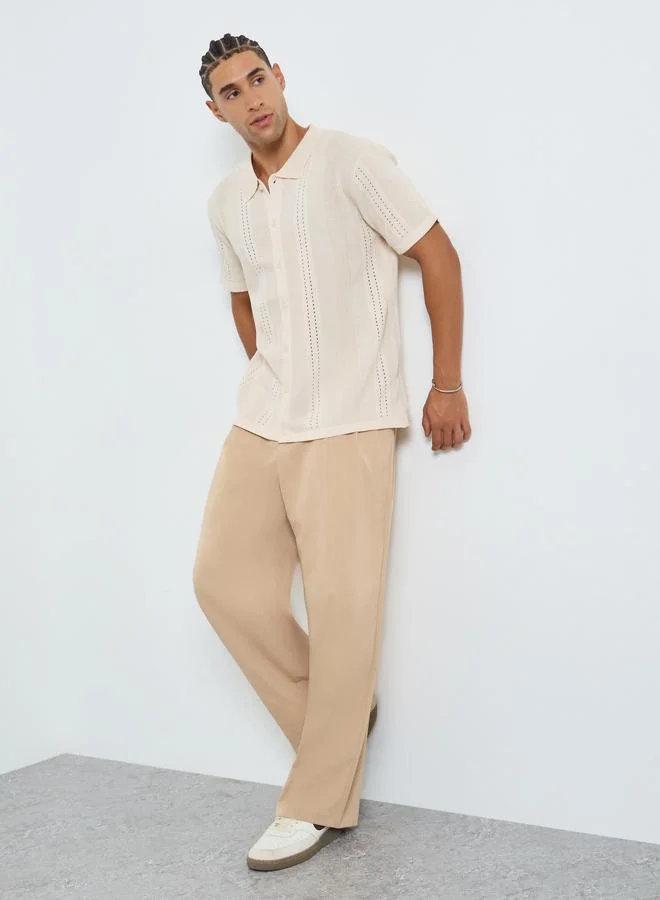 Take Two Men Beige Solid Straight Leg Pants