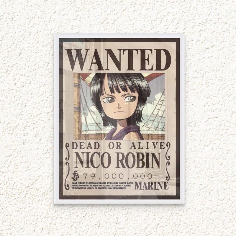 Art Decor Framed Fine Art of One Piece Wanted Poster Wall Art Nico Robin Artwork Anime Portrait Art Print Wall Décor for Bedroom Boys' Room Living Room Gaming Room 30x40cm - Image 1