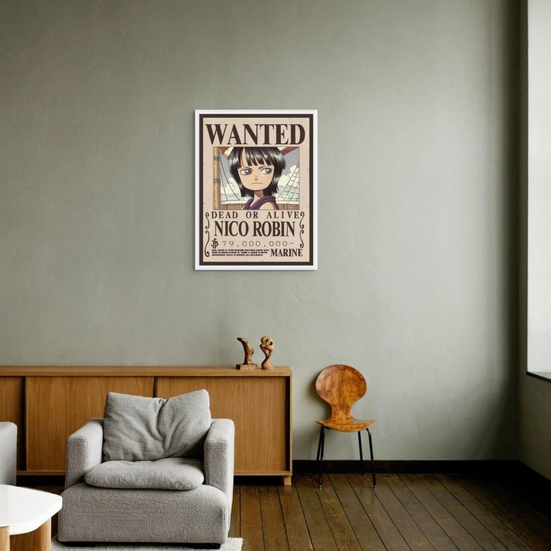 Art Decor Framed Fine Art of One Piece Wanted Poster Wall Art Nico Robin Artwork Anime Portrait Art Print Wall Décor for Bedroom Boys' Room Living Room Gaming Room 30x40cm - Image 2