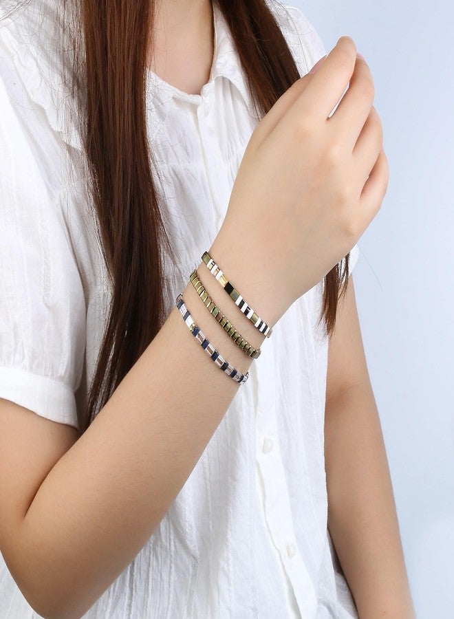 KELITCH Candy Colors Stretch Bracelets Handmade Tila Beaded Strand Bracelets Women Summer Beach Bracelets - Image 5