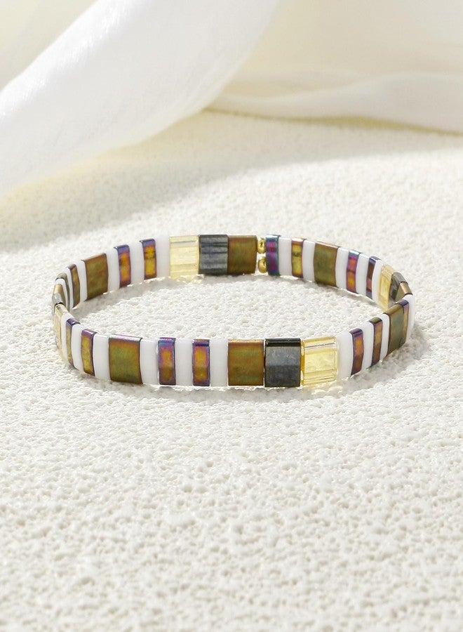KELITCH Candy Colors Stretch Bracelets Handmade Tila Beaded Strand Bracelets Women Summer Beach Bracelets - Image 4