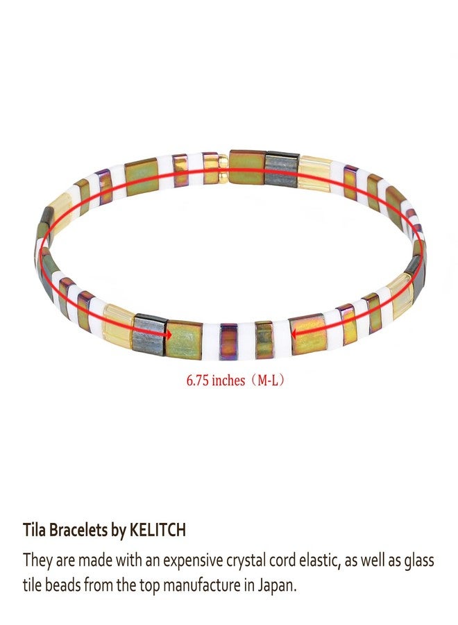KELITCH Candy Colors Stretch Bracelets Handmade Tila Beaded Strand Bracelets Women Summer Beach Bracelets - Image 2