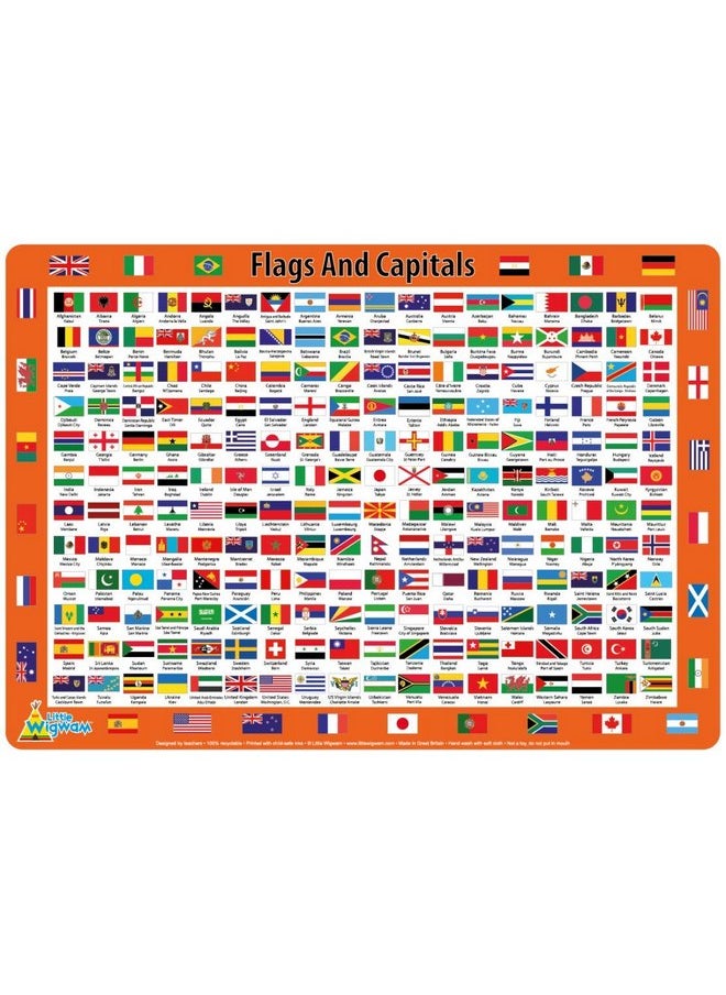 Little Wigwam Little Wigwam Flags and Capitals Placemat, Multicolour  - Image 1