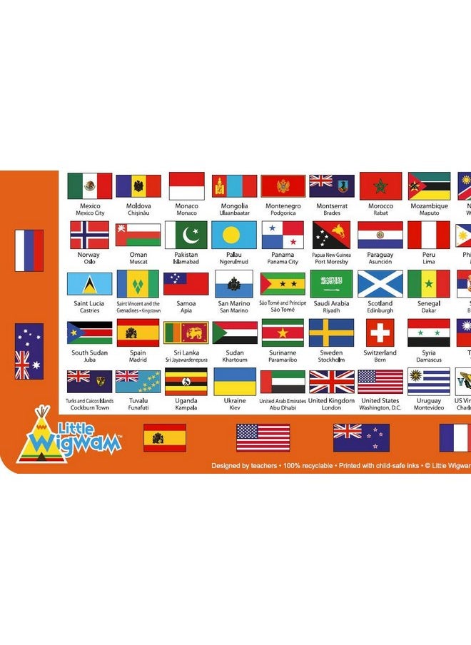 Little Wigwam Little Wigwam Flags and Capitals Placemat, Multicolour  - Image 2