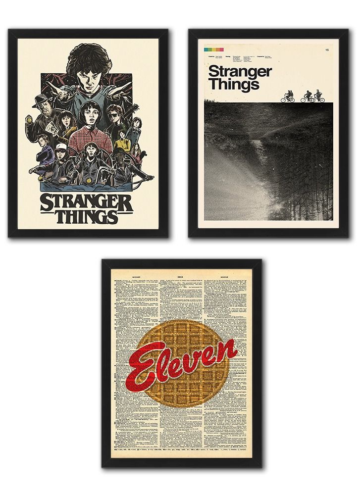 MEC Stranger Things Digital Wall Art Set Of 3 Poster Frames 30x40 cm - Image 1