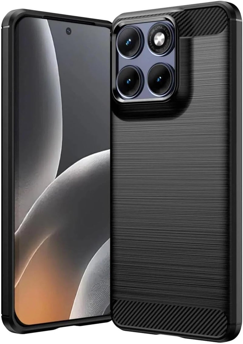 بارالونا غطاء لـ Motorola Edge 70 Fusion، [مقاوم للصدمات بدرجة عسكرية]، غطاء هاتف نحيف بنسيج ألياف الكربون، مقاوم للخدوش وخفيف الوزن - أسود - Image 1