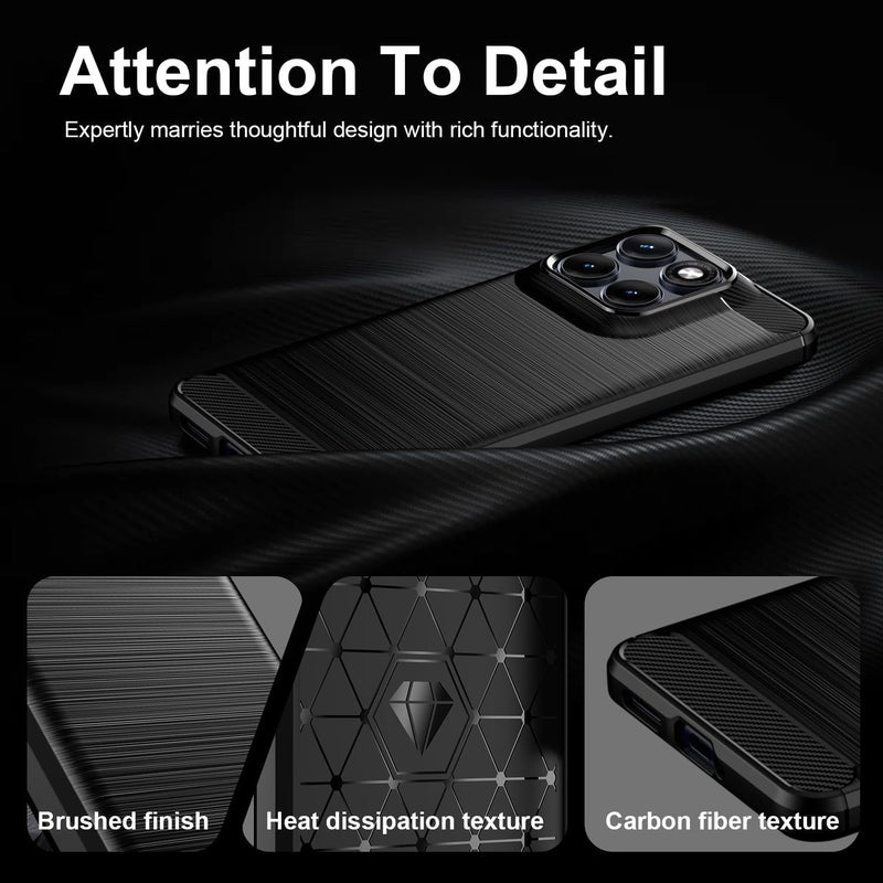 بارالونا غطاء لـ Motorola Edge 70 Fusion، [مقاوم للصدمات بدرجة عسكرية]، غطاء هاتف نحيف بنسيج ألياف الكربون، مقاوم للخدوش وخفيف الوزن - أسود - Image 4