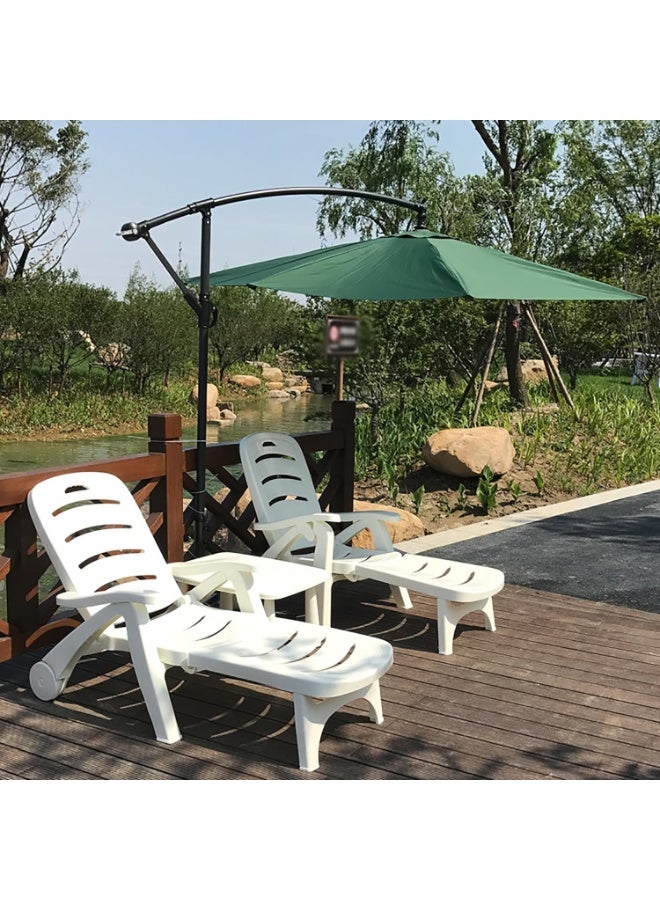 Generic Sunlounger set, White Plastic Sun Lounger and Table for Beach, Yard, Patio, Pool, Deck Foldable Outdoor Lounge Chair with Adjustable Backrest, Portable Sun Tanning Chair (2 Chair + 1 Table, White)  - Image 4