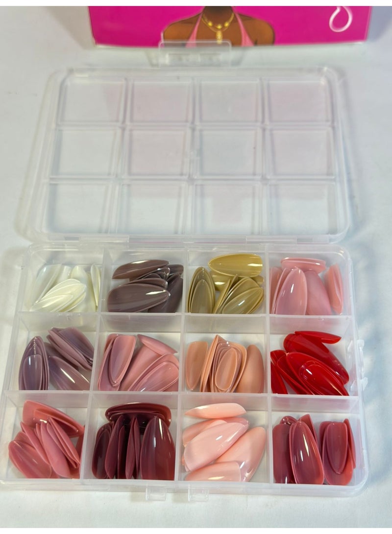 مجموعة أظافر طويلة - 144 قطعة 12 لونًا متنوعًا - Image 4