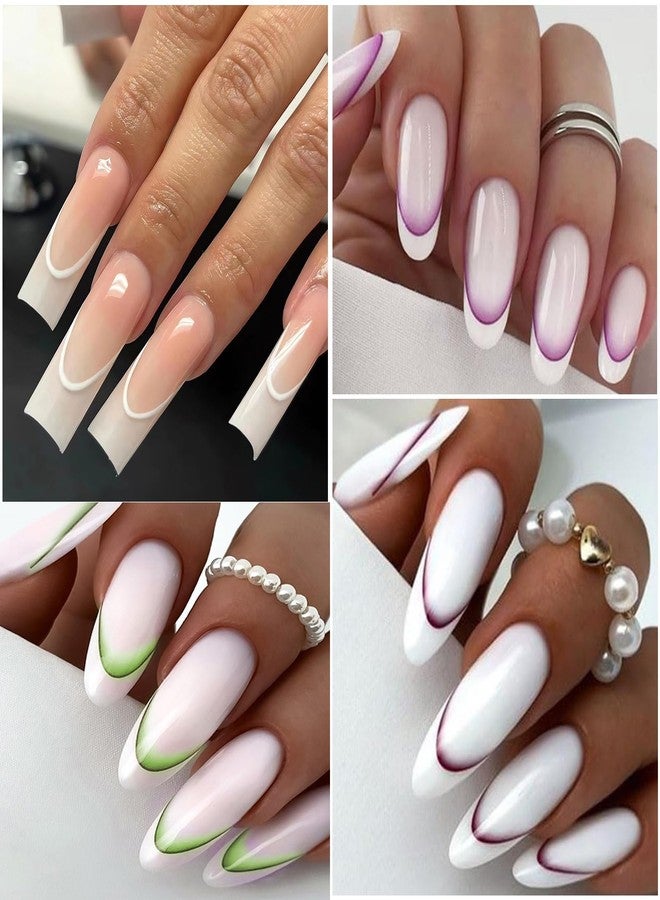 WEILUSI 9 Colors French Manicure Nail Art Stickers, 3D Gradient French Tip Stickers Self-Adhesive Nail Decals for DIY Nail Art Decoration 9 Sheets - Image 4