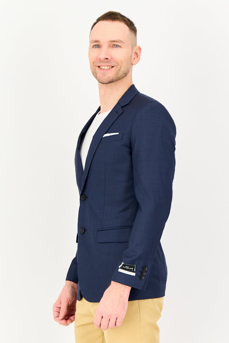 SELECTED Men Slim Fit Solid Semi Formal Blazer, Dark Navy - Image 4