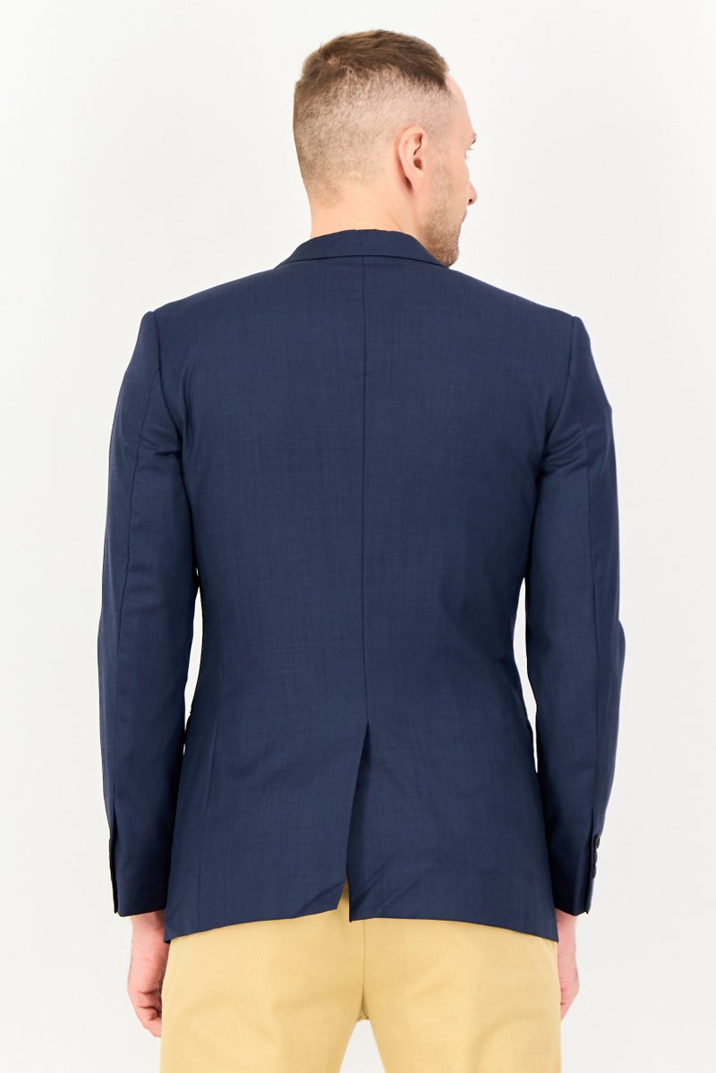 SELECTED Men Slim Fit Solid Semi Formal Blazer, Dark Navy - Image 3