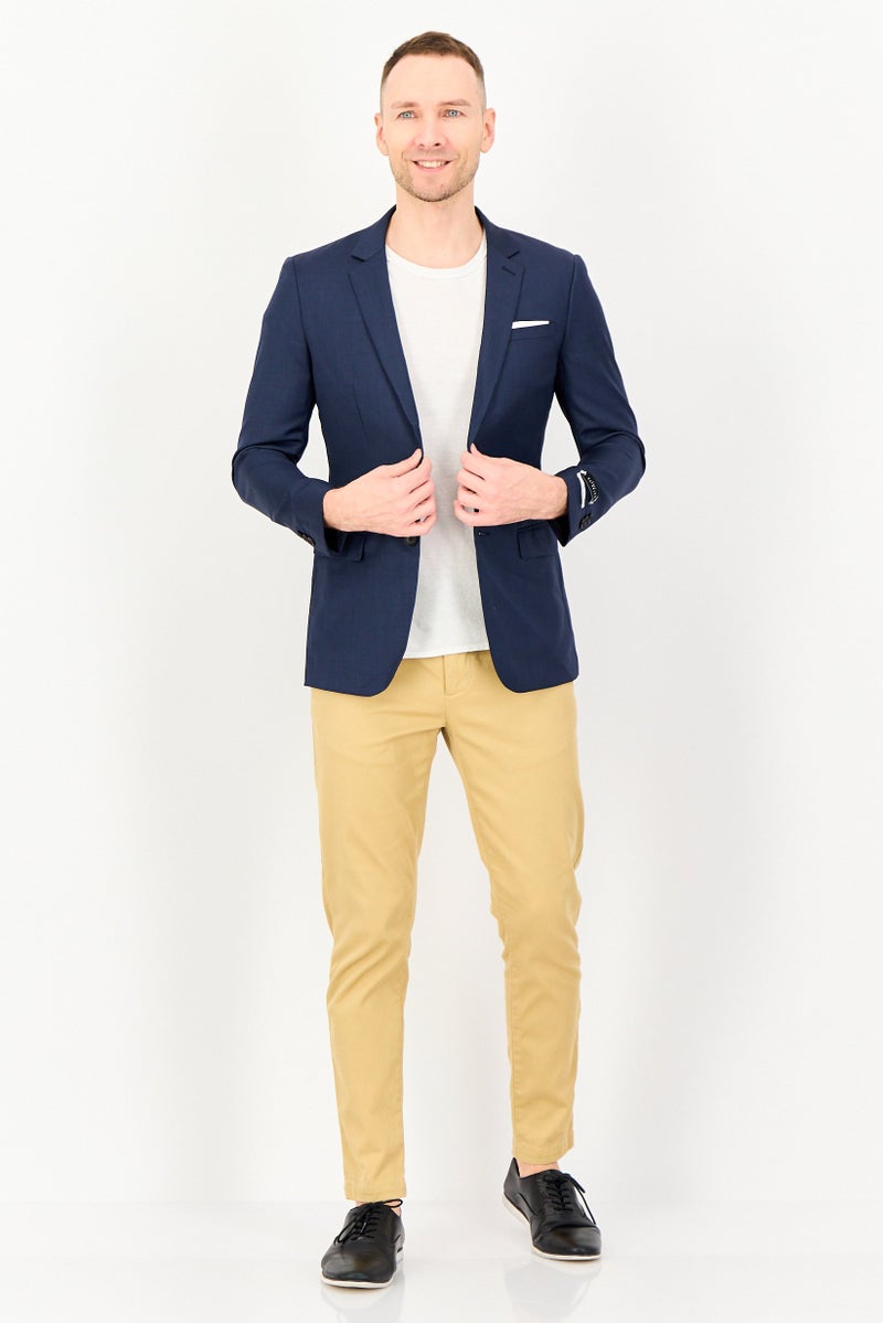 SELECTED Men Slim Fit Solid Semi Formal Blazer, Dark Navy - Image 2