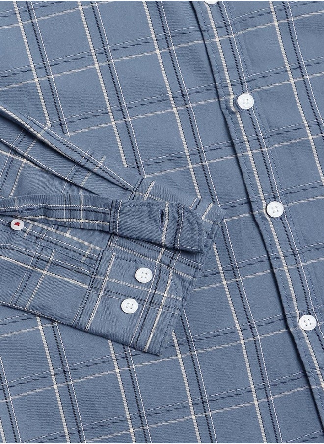 Dennis Lingo Men's Blue 100% Cotton Checkered Slim FiT-Shirt  - Image 3