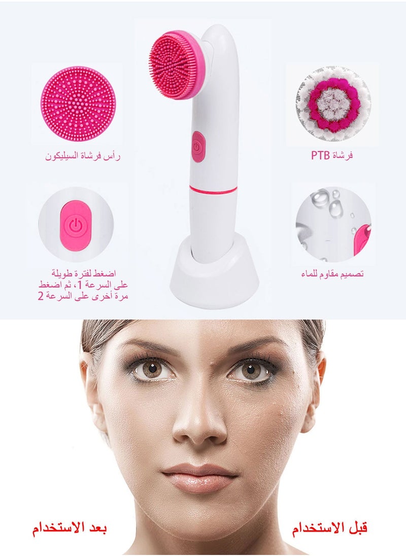 Syarme 2 In 1 Ultrasonic Electric Facial Cleansing Brush, Waterproof Face Brush with 2 Cleanser Heads and 2 Speeds Adjustable, for Deep Cleaning, Removing Blackhead, Face Massaging  - Image 3