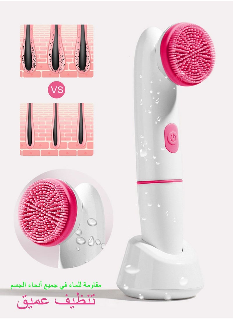 Syarme 2 In 1 Ultrasonic Electric Facial Cleansing Brush, Waterproof Face Brush with 2 Cleanser Heads and 2 Speeds Adjustable, for Deep Cleaning, Removing Blackhead, Face Massaging  - Image 4