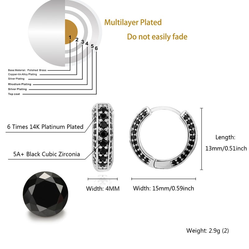 TOPGRILLZ Iced Out Hoop Earrings Cubic Zirconia Huggie Cartilage Cuff Hypoallergenic 14K Gold Plated Luxury Fashion Round Circle Earrings For Men Women-18BS - Image 2