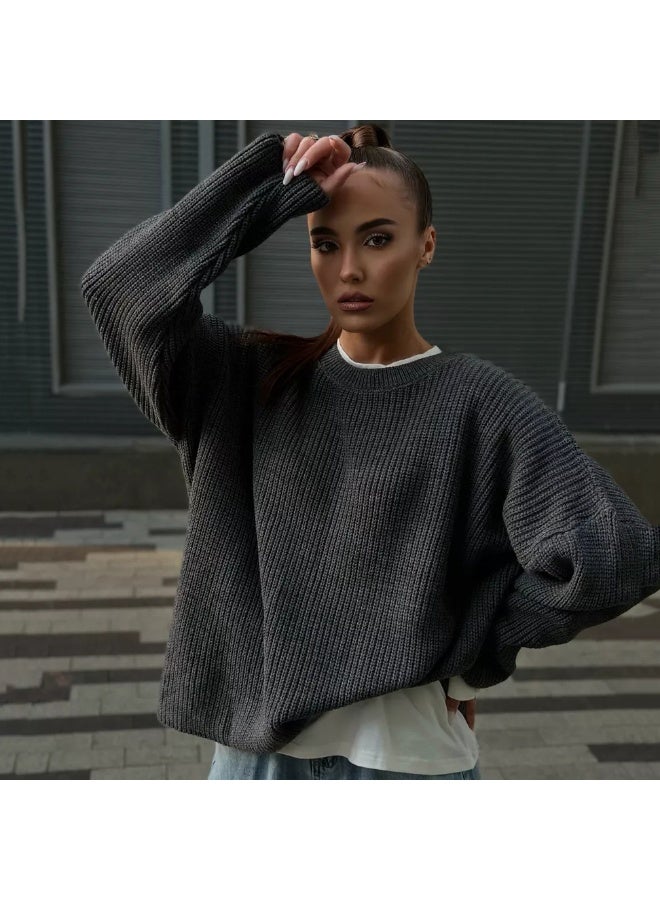 NIBEMINENT Loose round Ne Knitted Sweater Women's Comfortable Sle Long Sve Autumn Top Casual Boredom Sle Knitwear - Image 1