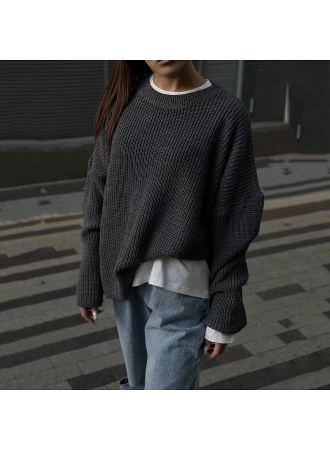 NIBEMINENT Loose round Ne Knitted Sweater Women's Comfortable Sle Long Sve Autumn Top Casual Boredom Sle Knitwear - Image 2
