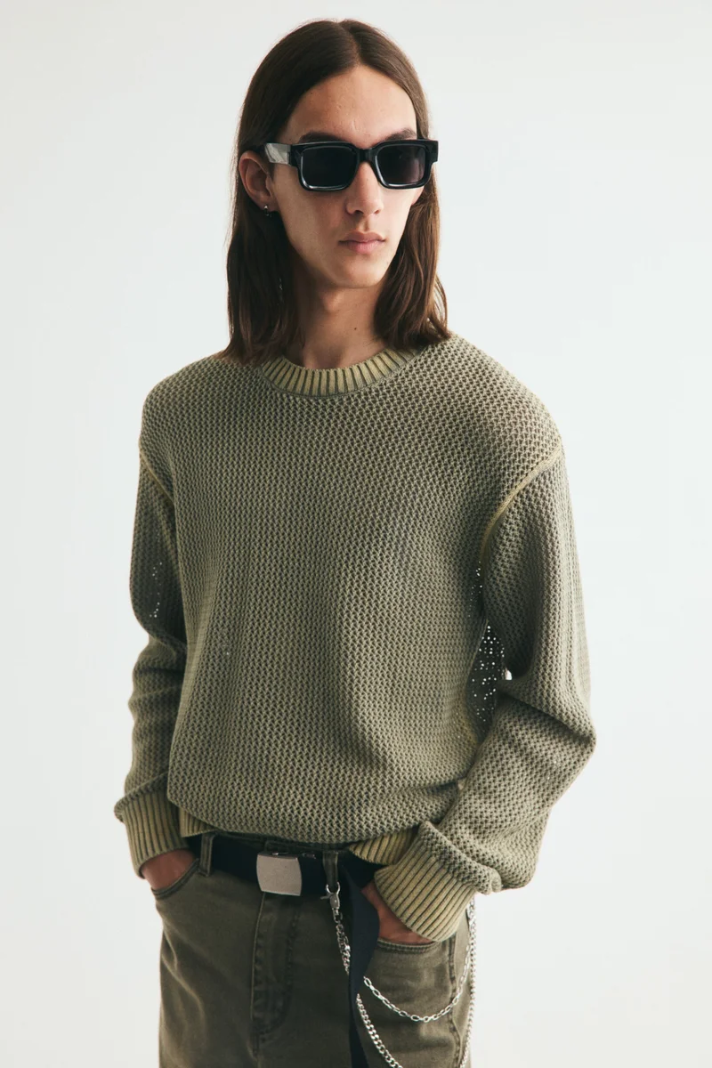 H&M Loose Fit Hole-knit cotton jumper