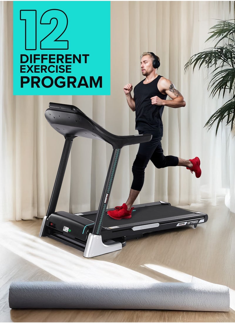 GEEPAS Foldable Hydraulic Treadmill with 12 Modes| 15 Levels Auto Incline, App Sync Function, Easily Connects to Zwift, Kinomap, SpaxApp| Bluetooth Speaker, LED Display, Safe, Spacious and Easy| Perfect for Home Workouts, Gym Training, Weight Loss| GFT90003  - Image 4
