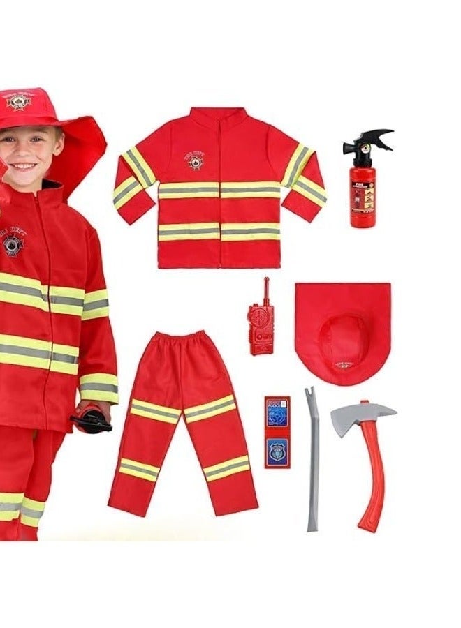 Kids Firefighter Costume with Accessories – Fireman Role Play Set for Halloween & Dress‑Up - Image 1
