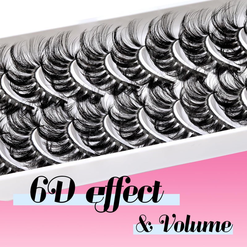 Veleasha Lashes Fluffy Wispy Faux Mink Eyelashes Criss-cross False Lashes 10 Pairs Pack Fake Eyelashes for Women (6D23) - Image 2