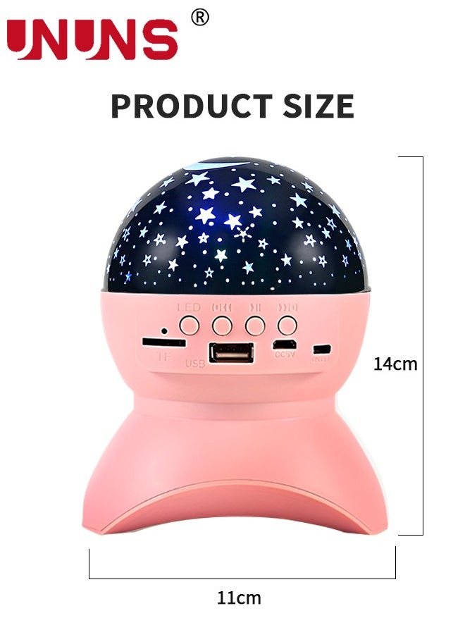 Starry Sky Night Light Projector,Star Projector,Kids Bedroom Night Light,Galaxy Light Projector With Bluetooth Speaker,360° Rotation, USB Rechargeable Table Projection Lamp,Romantic Gifts,Pink