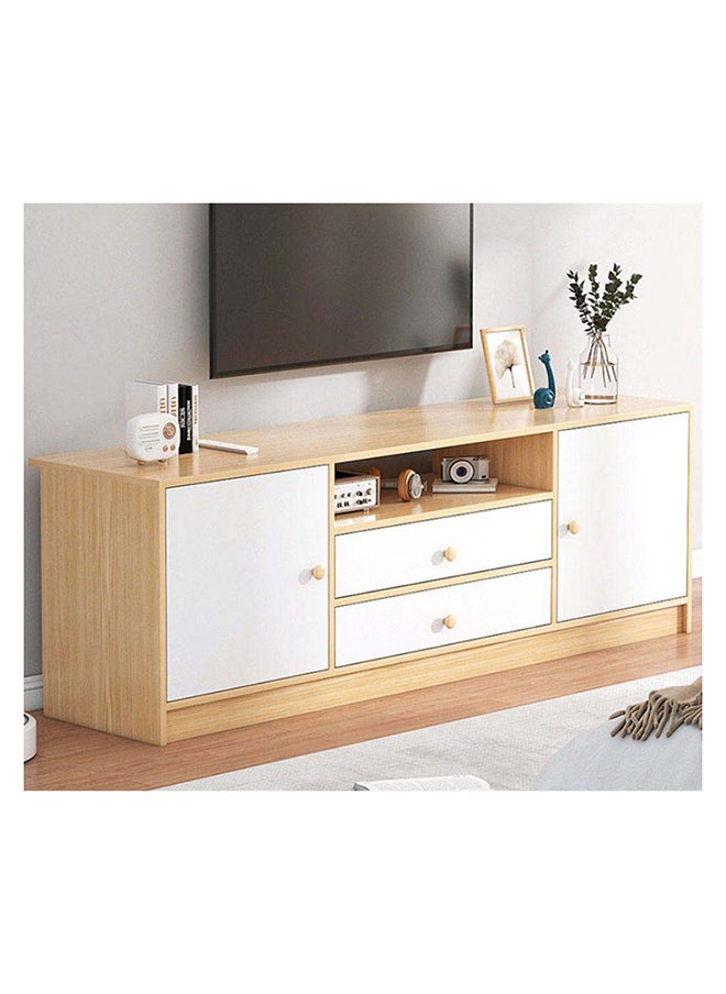 DANUBE HOME Solana TV Cabinet For Up To 50 Inches TV Entertainment Modern Design Wall Unit Furniture Wooden TV Stand For Living Room Bedroom TV Rack L 120 x W 40 x H 54 cm Light Oak/White  - Image 1