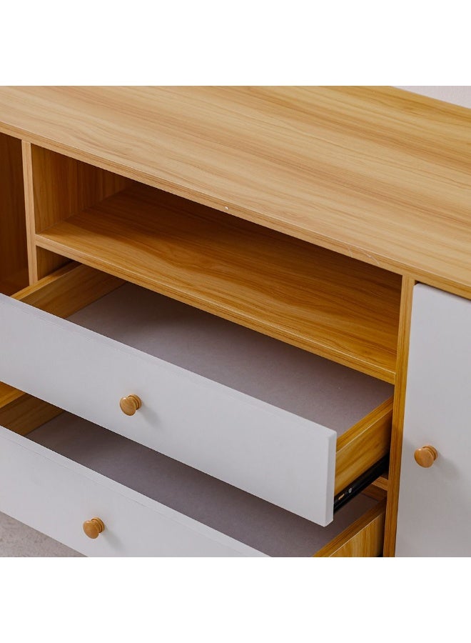 DANUBE HOME Solana TV Cabinet For Up To 50 Inches TV Entertainment Modern Design Wall Unit Furniture Wooden TV Stand For Living Room Bedroom TV Rack L 120 x W 40 x H 54 cm Light Oak/White - Image 4