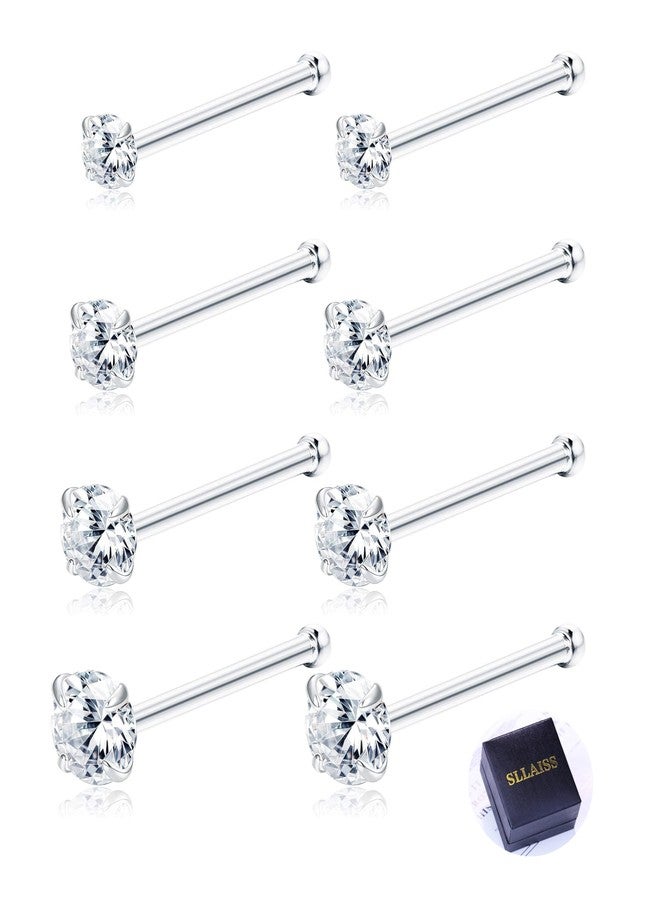 Sllaiss 8 Pcs 20G Nose Ring Studs Made with Austrian Crystal for Women Stainless Steel 1.5mm 2mm 2.5mm 3mm Nose Piercings Set Body Jewelry Hypoallergenic - Image 1