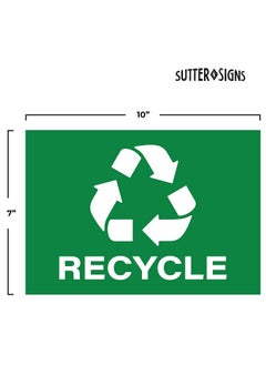 Sutter Signs Recycle Stickers, Self Adhesive Weatherproof Vinyl Stickers, Green, 7" x 10" (Pack of 4)  - Image 2