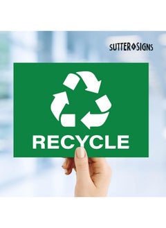 Sutter Signs Recycle Stickers, Self Adhesive Weatherproof Vinyl Stickers, Green, 7" x 10" (Pack of 4)  - Image 3