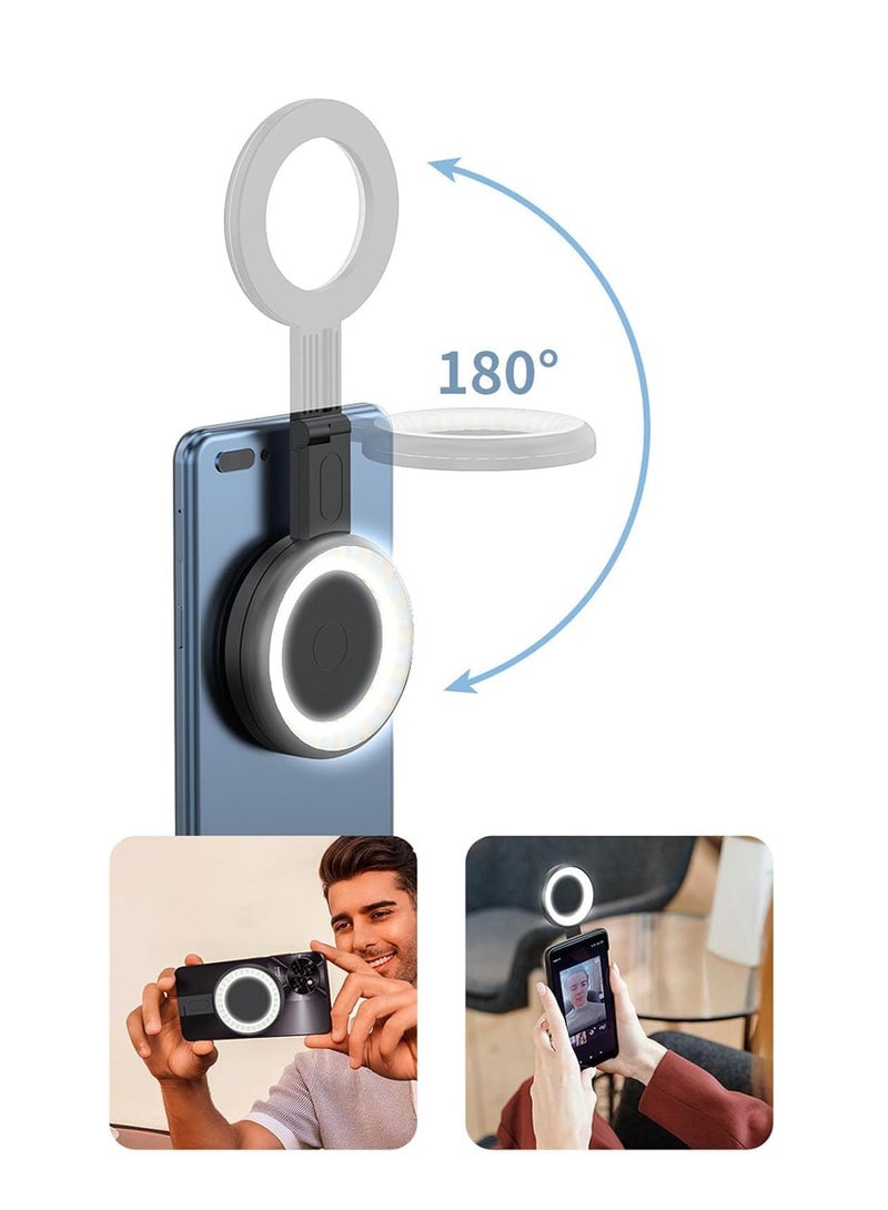 Phone LED Fill Light,CL V19 Selfie Light with 3 Color Modes, 32 LED Beads, Long Battery Life for Phones, Tablets, ABS Magnet Material, Lightweight Portable Design  - Image 2