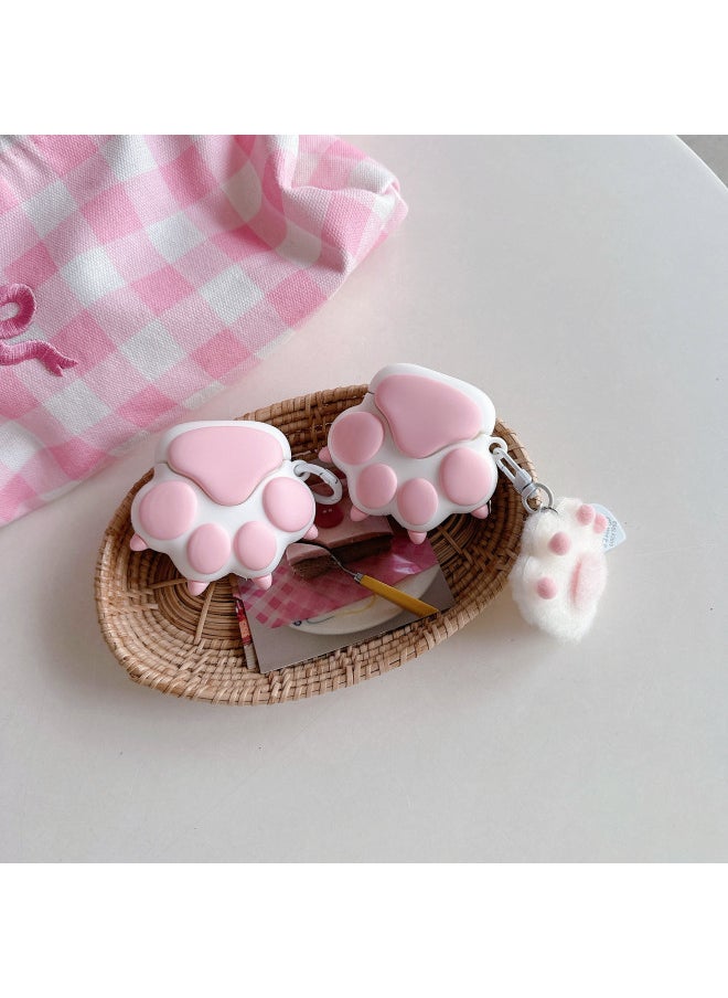 Generic - Cute Red And White Cat Scratch AirPods Pro For Apple Bluetooth Earphone Case 2/3 Generation Cartoon Silicone Protective Case-Color:Red And White Cat Claw + Cat Claw Pendant-Applicable Models:Universal For Airpods 1/2 Generation - Image 1