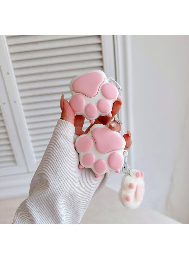 Generic - Cute Red And White Cat Scratch AirPods Pro For Apple Bluetooth Earphone Case 2/3 Generation Cartoon Silicone Protective Case-Color:Red And White Cat Claw + Cat Claw Pendant-Applicable Models:Universal For Airpods 1/2 Generation - Image 1