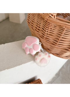 Cute Red And White Cat Scratch AirPods Pro For Apple Bluetooth Earphone Case 2/3 Generation Cartoon Silicone Protective Case-Color:Red And White Cat Claw + Cat Claw Pendant-Applicable Models:Universal For Airpods 1/2 Generation