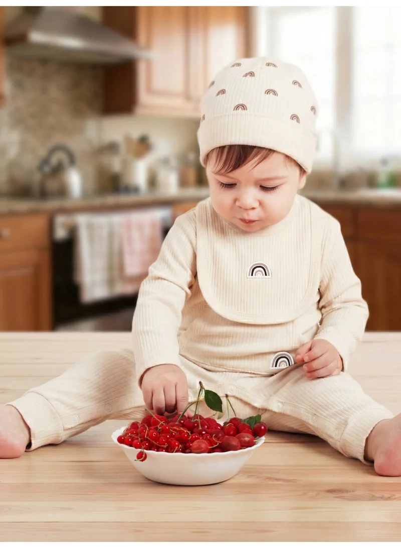 Babies Basic Babies Basic Ribbed Cotton Set with Sleepsuit/Romper, Cap and Bib