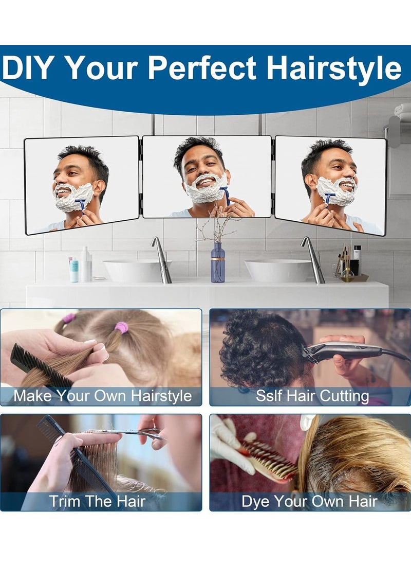 CityRiya-Long - 3 Way Mirror for Self Hair Cutting Rechargeable Self Cut Mirror Trifold Makeup Mirror with Lights Barber Mirror Self Haircut Mirror 360° Mirror for Haircuts LED Home Mirror - Image 1