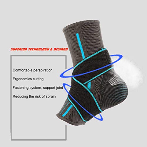 serveuttam Ankle Support Brace Adjustable Sleeves - Running Compression Foot Brace for Men Women | Ankle Binder Pain Relief for Sprained Ankle (Blue) - Image 2