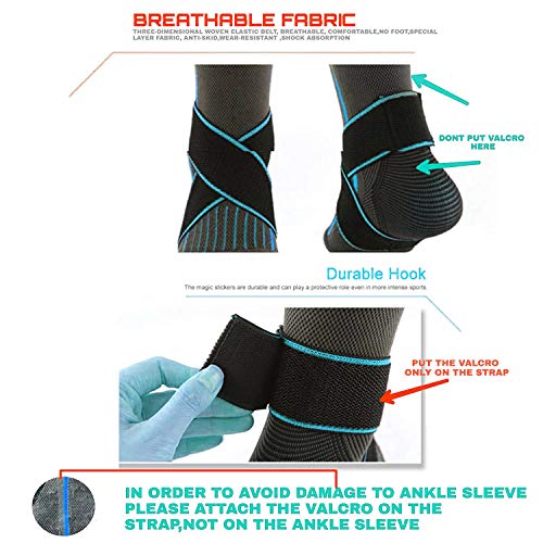 serveuttam Ankle Support Brace Adjustable Sleeves - Running Compression Foot Brace for Men Women | Ankle Binder Pain Relief for Sprained Ankle (Blue) - Image 5