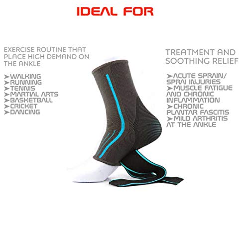 serveuttam Ankle Support Brace Adjustable Sleeves - Running Compression Foot Brace for Men Women | Ankle Binder Pain Relief for Sprained Ankle (Blue) - Image 3