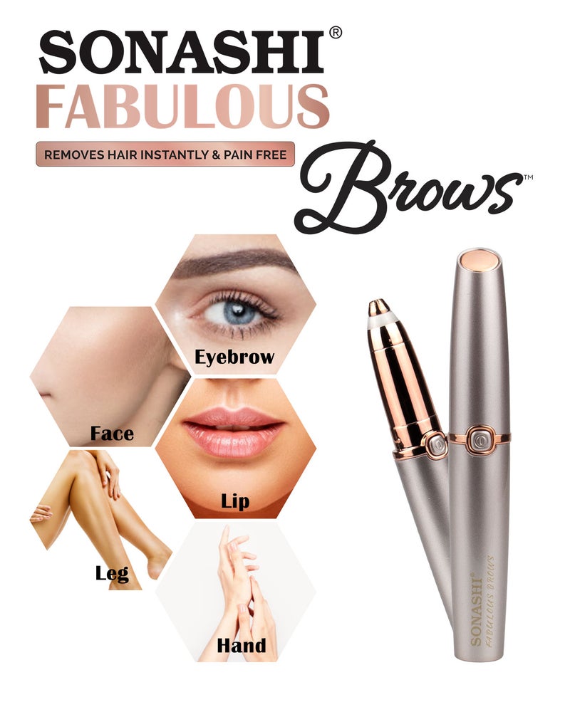 SONASHI Eye Brow Remover  Instant Painless Remover With Finishing Touch Wireless Facial Eye Brow Remover With Gold Plated Head Facial Epilator Pen With LED Light SLD-823 Rose/Gold - Image 4