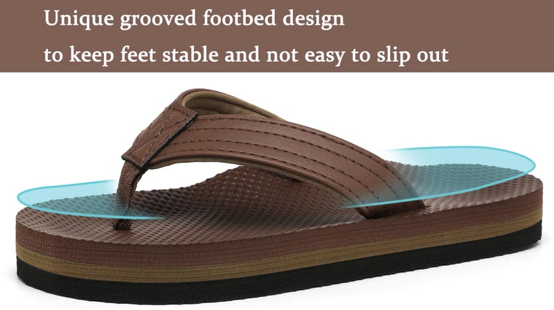 INMINPIN Kids Boys Girls Flip Flops Comfort Quick-Dry Beach Pool Aqua Thong Sandals(Little Kid/Big Kid),Brown,3 Big Kid - Image 2